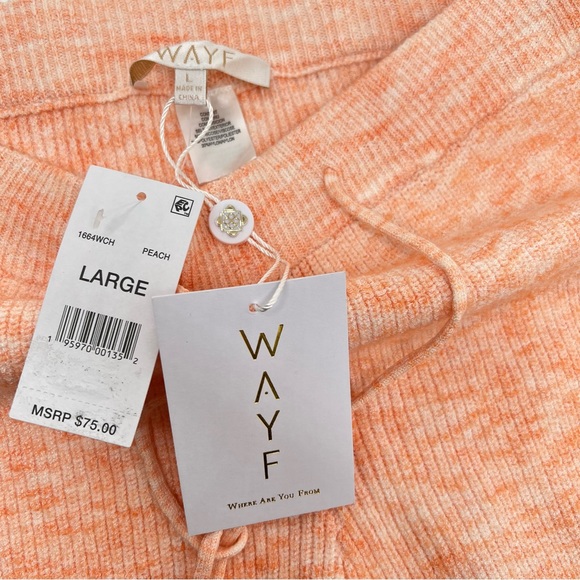 WAYF Ribbed Knit Drawstring Shorts Peach Size Large - Picture 6 of 12